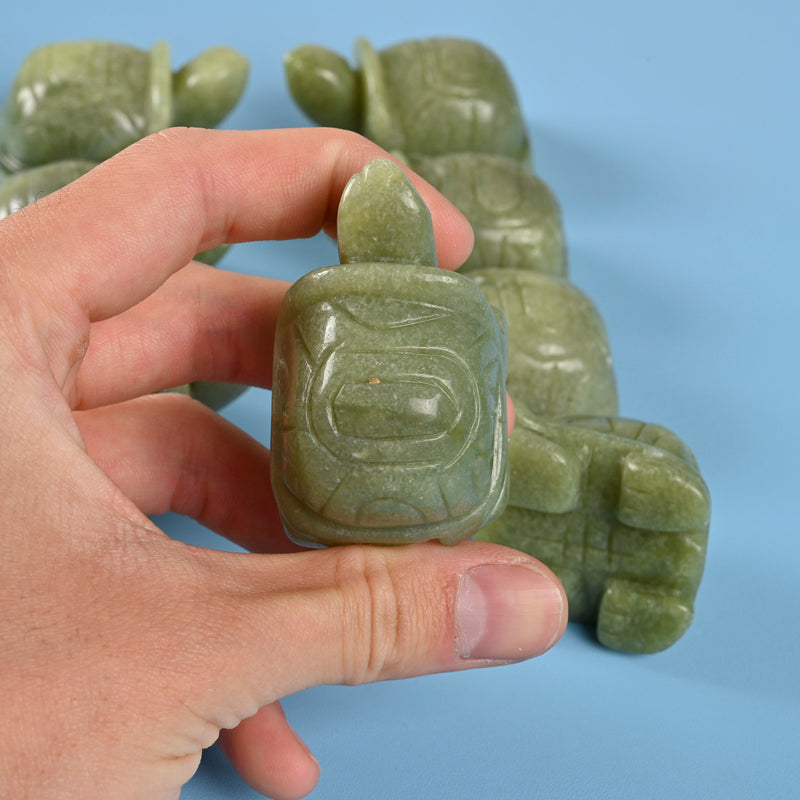 Carved Tortoise Crystal Figurine, 2 inch Natural New Jade Turtle Gemstone, Crystal Decor, Serpentine.