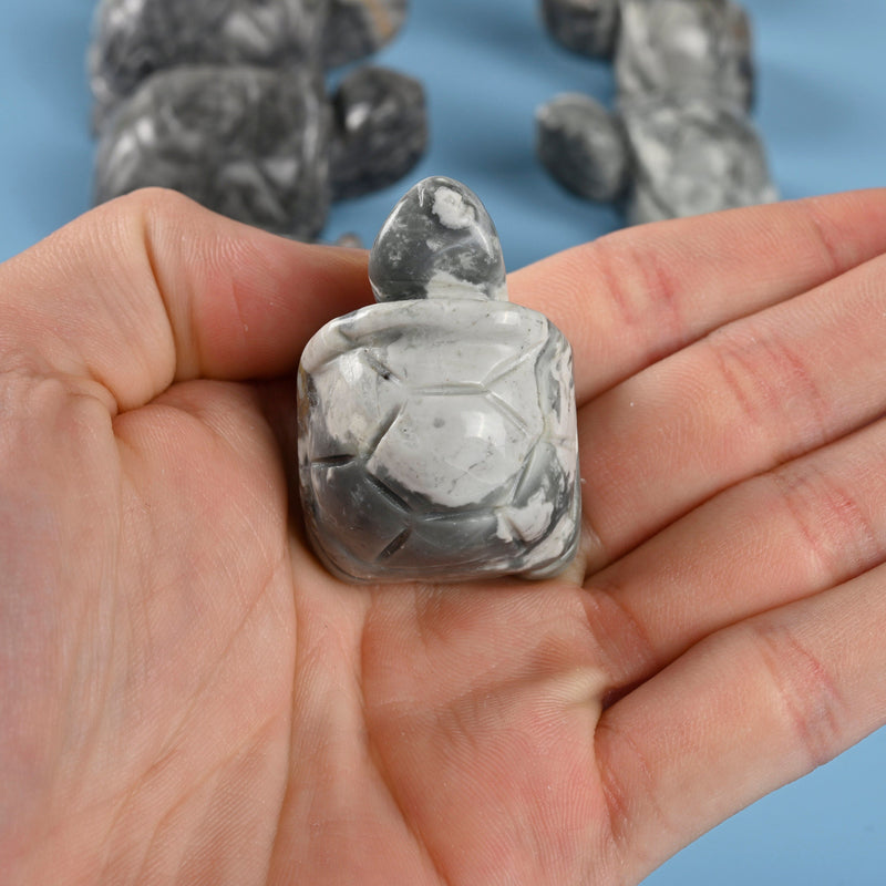 Carved Tortoise Crystal Figurine, 1.5 inch, 2 inch Natural Picasso Jasper Turtle Gemstone, Crystal Decor, Picasso Jasper.