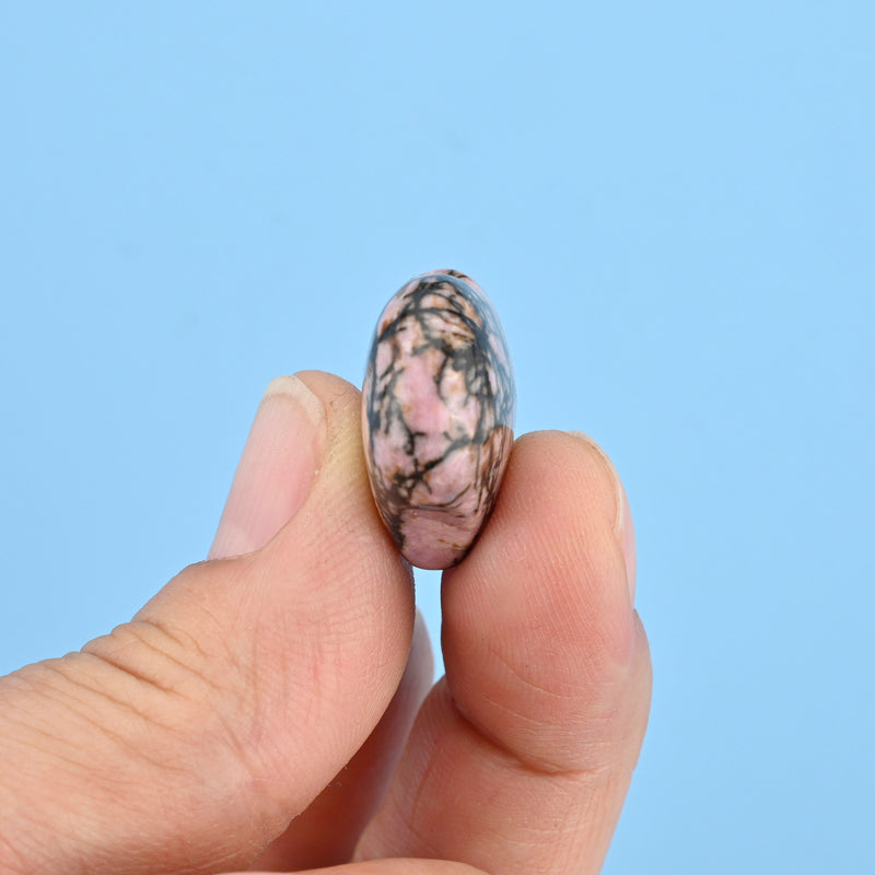 Carved Puffy Heart Figurine, 25mm x 20mm Natural Rhodonite Heart Gemstone, Crystal Decor, Rhodonite Small Heart Stone.