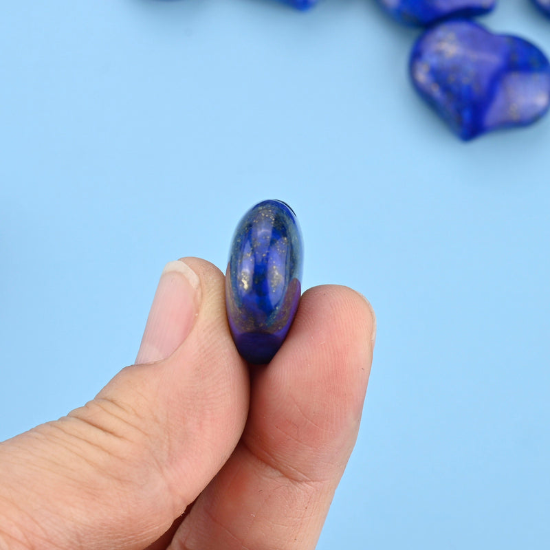 Carved Puffy Heart Figurine, 25mm x 20mm Natural Lapis Lazuli Heart Gemstone, Crystal Decor, Lapis Small Heart Stone.