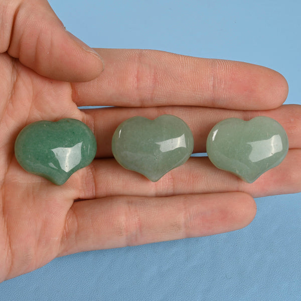 Carved Puffy Heart Figurine, 25mm x 20mm Natural Green Aventurine Heart Gemstone, Crystal Decor, Green Aventurine Small Heart Stone.