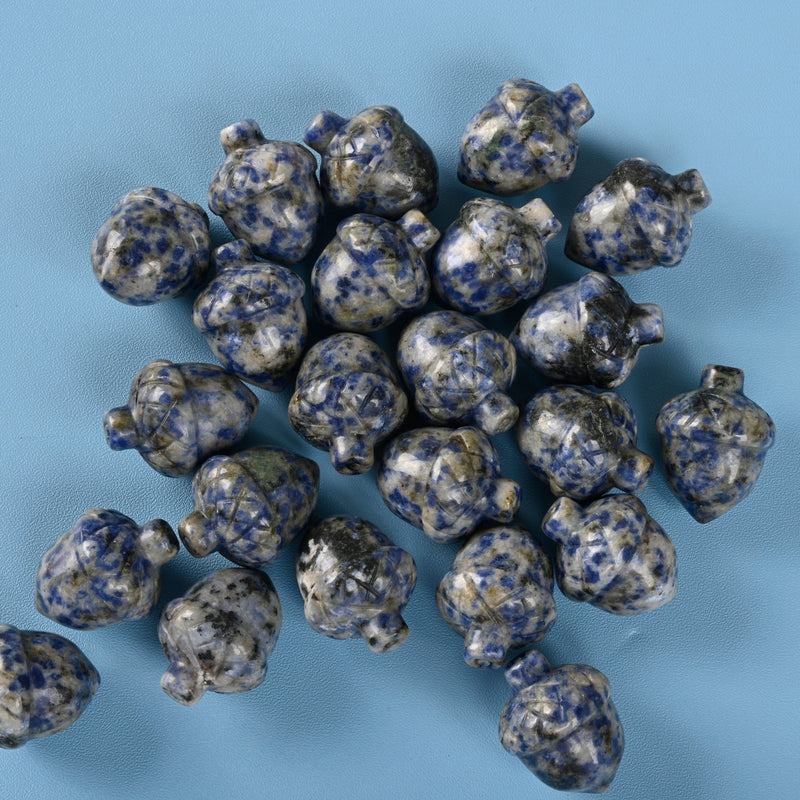 Carved Acorn Crystal Figurine, 1 inch Natural Blue Spot Jasper Acorn Gemstone, Cute Crystal Decor, Blue Spot Jasper Chestnut.