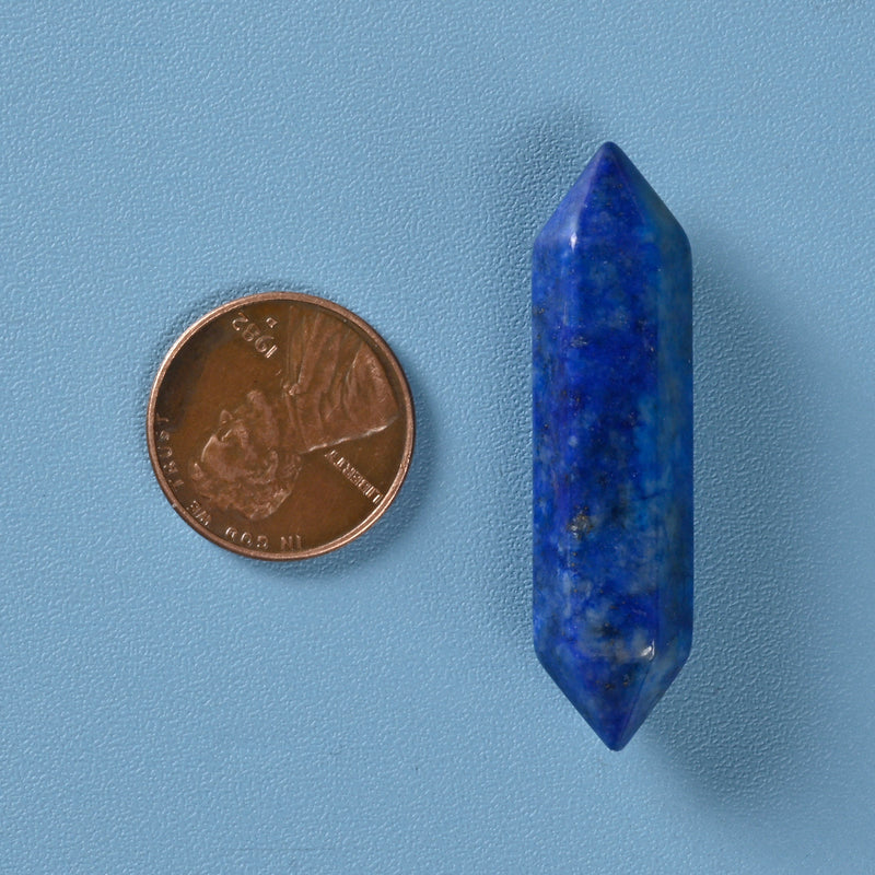 Crystal Point Gemstone, Lapis Lazuli Double Terminated Points Crystal, No Hole, Undrilled Hexagonal Crystal Pendant Charm.