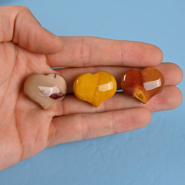 Carved Puffy Heart Figurine, 25mm x 20mm Natural Mookaite Heart Gemstone, Crystal Decor, Mookaite Jasper Small Heart Stone.