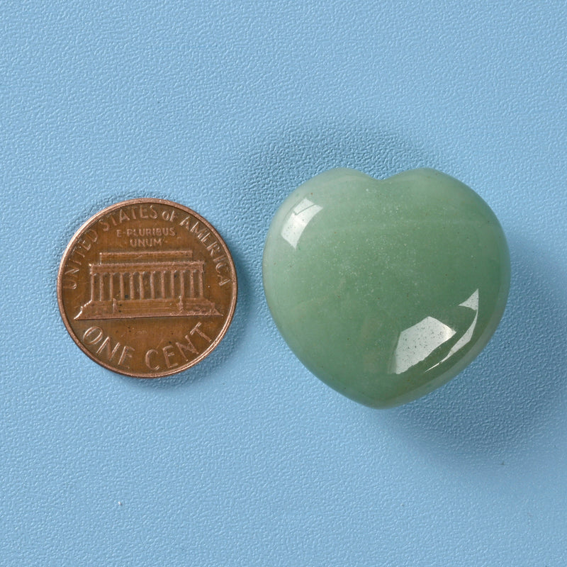 Carved Heart Crystal Figurine, 1 inch (25mm) Heart, Green Aventurine Heart Gemstone, Crystal Decor, Reiki Stone, Green Aventurine.