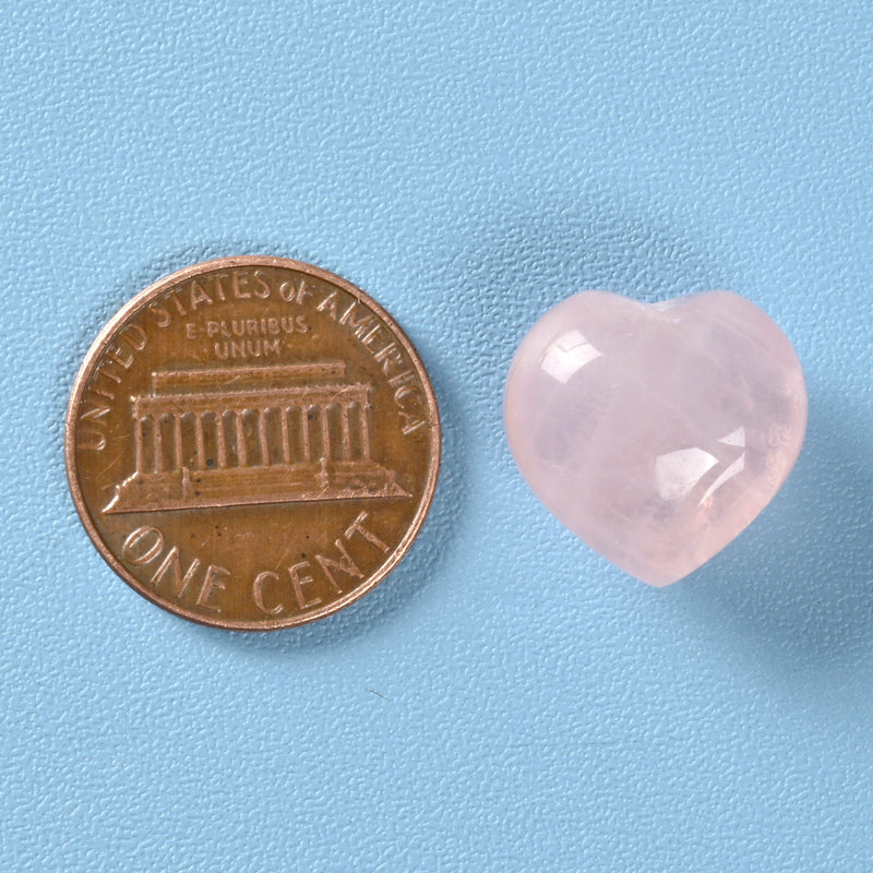 Cute Carved Heart Crystal Figurine, 15mm Heart, Rose Quartz Heart Gemstone, Tiny Crystal Decor, Reiki Stone, Rose Quartz.