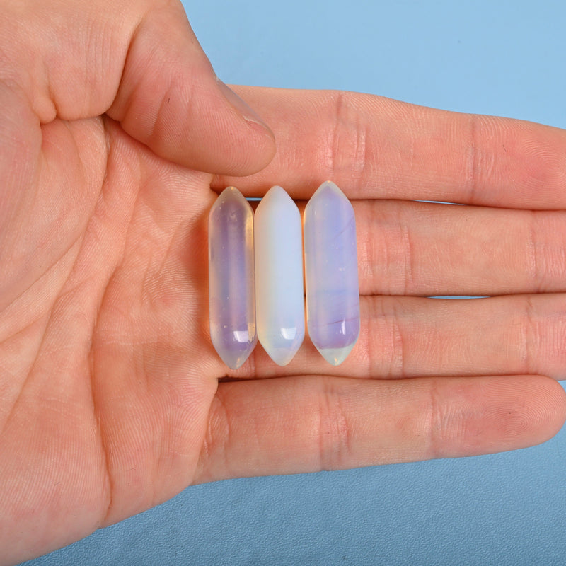5 pieces of Random Opalite Crystal Points, No Hole, Undrilled Opalite Double Pointed Gemstone, Bulk Crystal for Pendant Making.