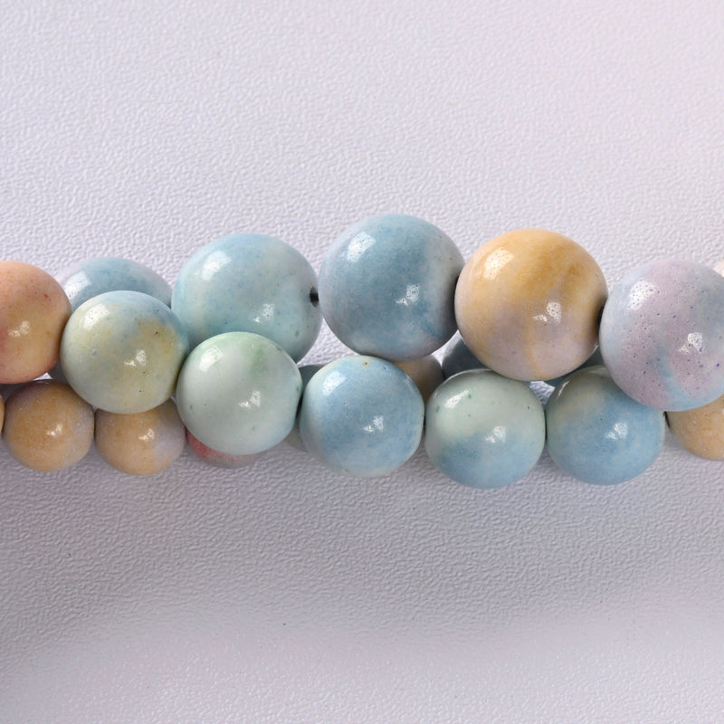 Alxa Rainbow Onyx Agate Smooth Round Loose Beads 4mm-10mm - 15" Strand