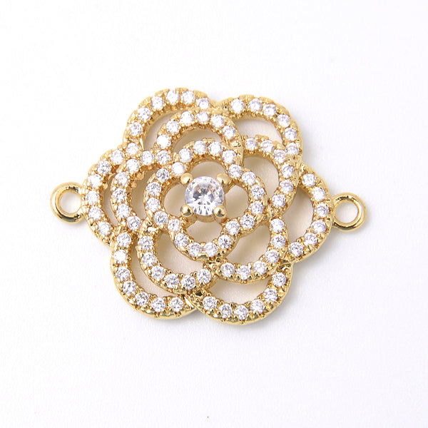 25mm Gold Flower Charm Crystal Rhinestones, Flower Connector, Bracelet Connector Charms, Jewelry Making DIY Bracelet Necklace Supplies