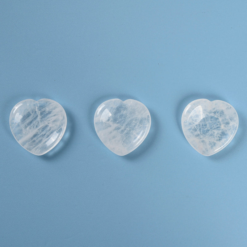 Heart Shaped Worry Stone Gemstone Crystal, Clear Quartz Heart Worry Stone.