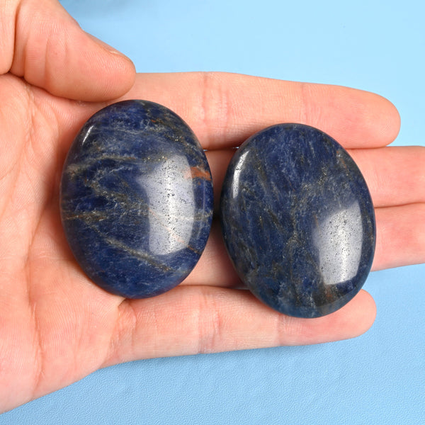 Oval Egg Palm Stone Cabochon Worry Stone, Sodalite Palm Stone Gemstone.