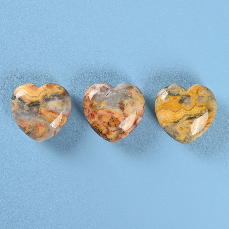 Carved Heart Crystal Figurine, 1.5 inch (40mm) Heart, Crazy Agate Heart Gemstone, Crystal Decor, Reiki Stone, Crazy Lace Agate.