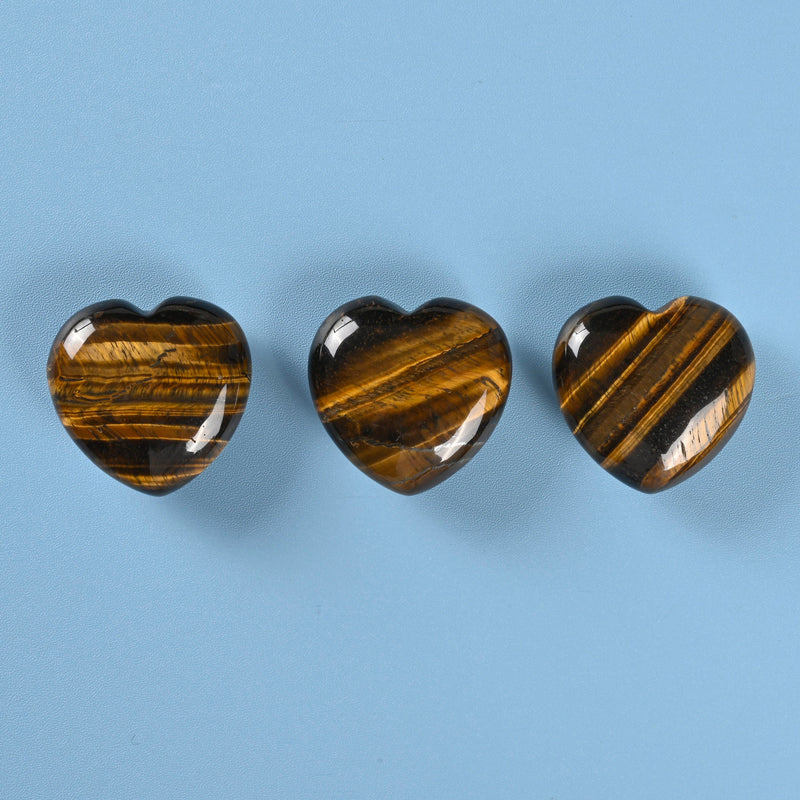 Carved Heart Crystal Figurine, 1.5 inch (40mm) Heart, Tiger Eye Heart Gemstone, Crystal Decor, Reiki Stone, Yellow Tiger Eye.