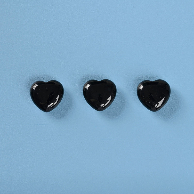 Carved Heart Crystal Figurine, 1 inch (25mm) Heart, Black Obsidian Heart Gemstone, Crystal Decor, Reiki Stone, Black Obsidian.