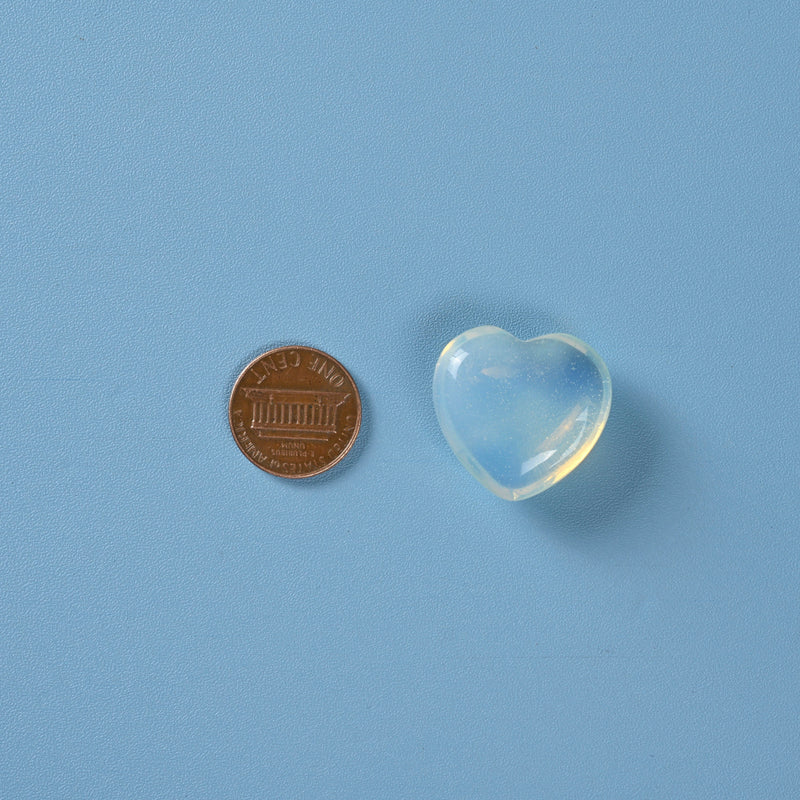 Carved Heart Crystal Figurine, 1 inch (25mm) Heart, Opalite Heart Gemstone, Crystal Decor, Reiki Stone, Opalite.