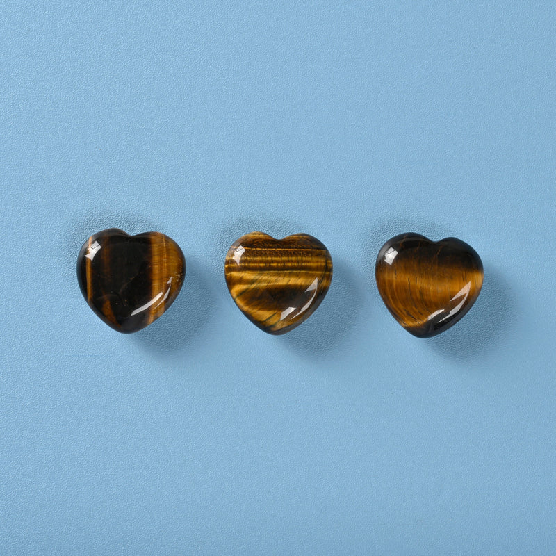 Carved Heart Crystal Figurine, 1 inch (25mm) Heart, Tiger Eye Heart Gemstone, Crystal Decor, Reiki Stone, Yellow Tiger Eye.
