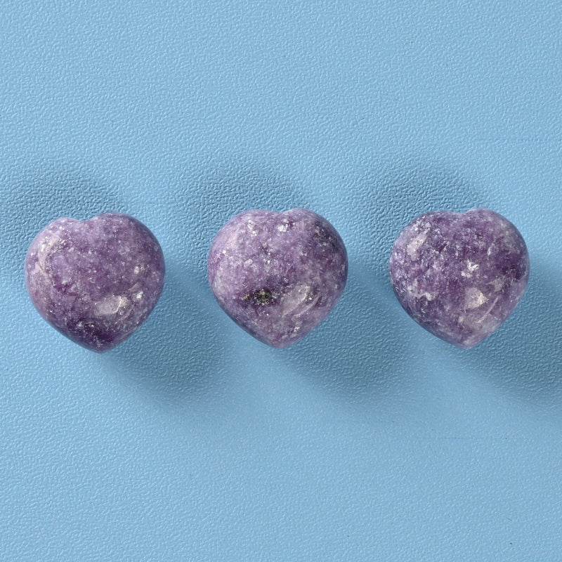 Cute Carved Heart Crystal Figurine, 15mm Heart, Lepidolite Heart Gemstone, Tiny Crystal Decor, Reiki Stone, Lepidolite.