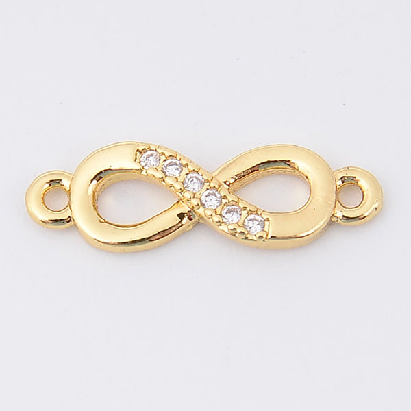 17.8mm Gold Infinity Link Charm Rhinestones, Infinity Connector, Bracelet Connector Charms, Jewelry Making DIY Bracelet Necklace Supplies
