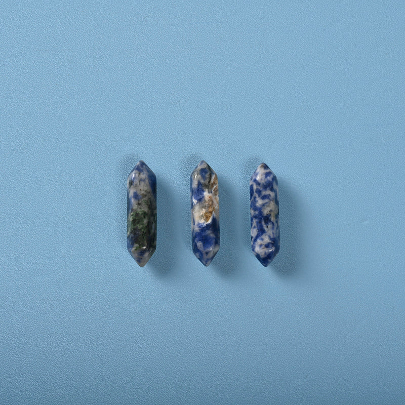 5 pieces of Blue Spot Jasper Crystal Points, No Hole, Undrilled Blue Spot Jasper Double Pointed Gemstone, Bulk Crystal for Pendant Making.