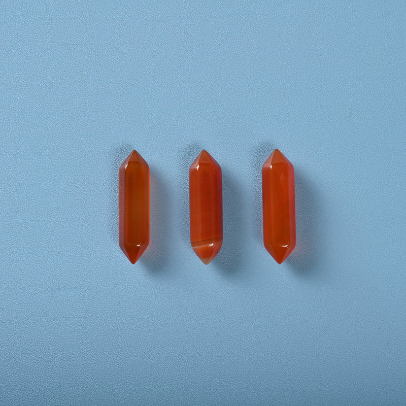 5 pieces of Random Carnelian Crystal Points, No Hole, Undrilled Carnelian Double Pointed Gemstone, Bulk Crystal for Pendant Making.