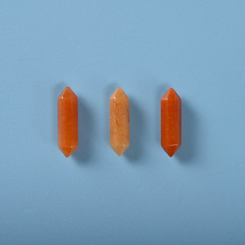 5 pieces of Random Red Aventurine Crystal Points, No Hole, Undrilled Red Aventurine Double Pointed Gemstone, Bulk Crystal for Pendant Making.
