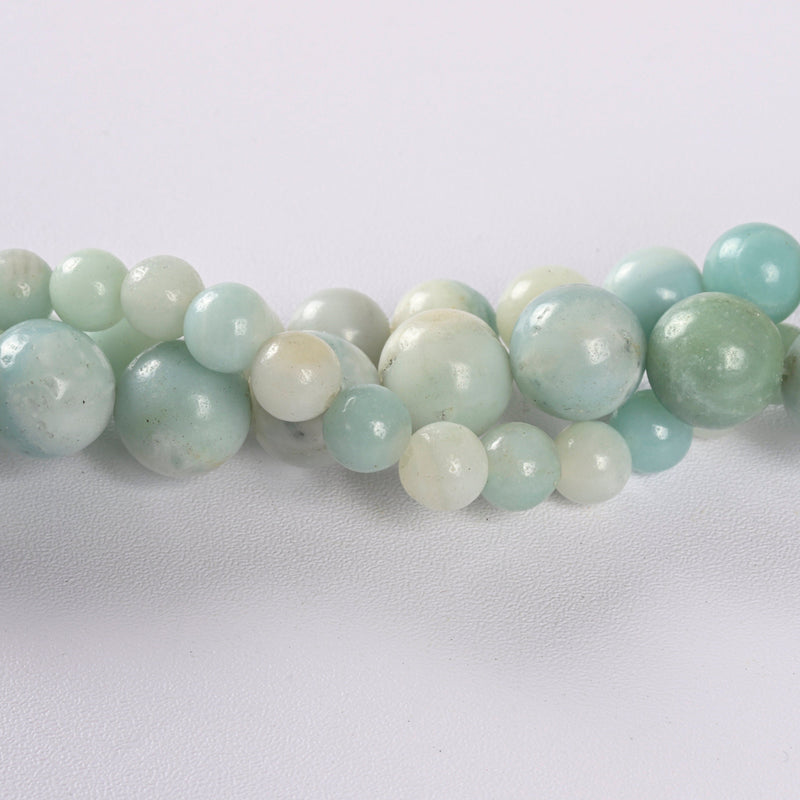 Grade A Amazonite Smooth Round Loose Beads 4mm-10mm - 15" Strand