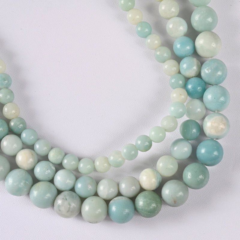Grade A Amazonite Smooth Round Loose Beads 4mm-10mm - 15" Strand