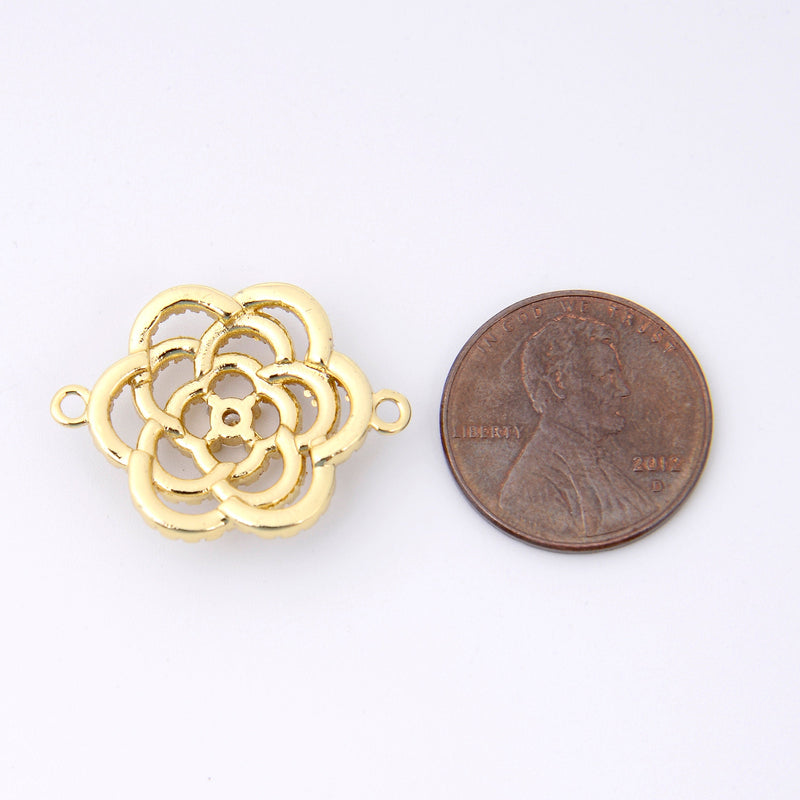 25mm Gold Flower Charm Crystal Rhinestones, Flower Connector, Bracelet Connector Charms, Jewelry Making DIY Bracelet Necklace Supplies