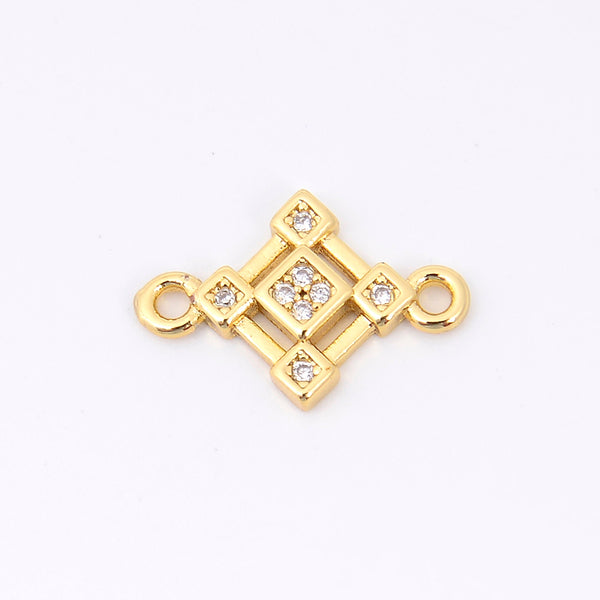 14.4mm Gold Diamond Shaped Charm Rhinestones, Diamond Connector, Bracelet Connector Charms, Jewelry Making DIY Bracelet Necklace Supplies