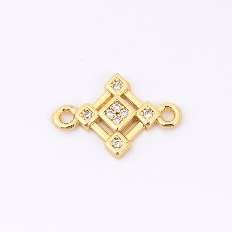 14.4mm Gold Diamond Shaped Charm Rhinestones, Diamond Connector, Bracelet Connector Charms, Jewelry Making DIY Bracelet Necklace Supplies